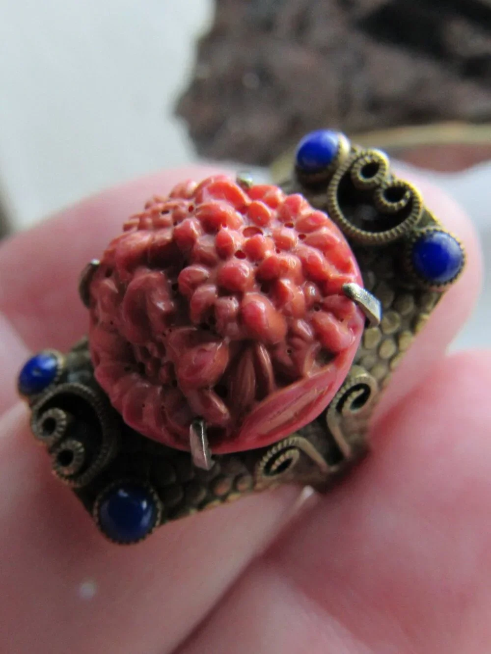 Vintage Mexican Celluloid Floral Ring 7-8